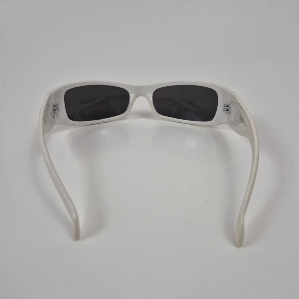Locs 9005 White Wrap Sunglasses Dark Lens Old English Logo Men's Shades